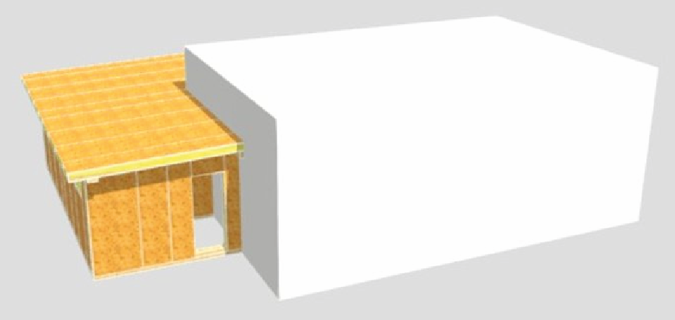 H-block met dak van voorzijde gezien